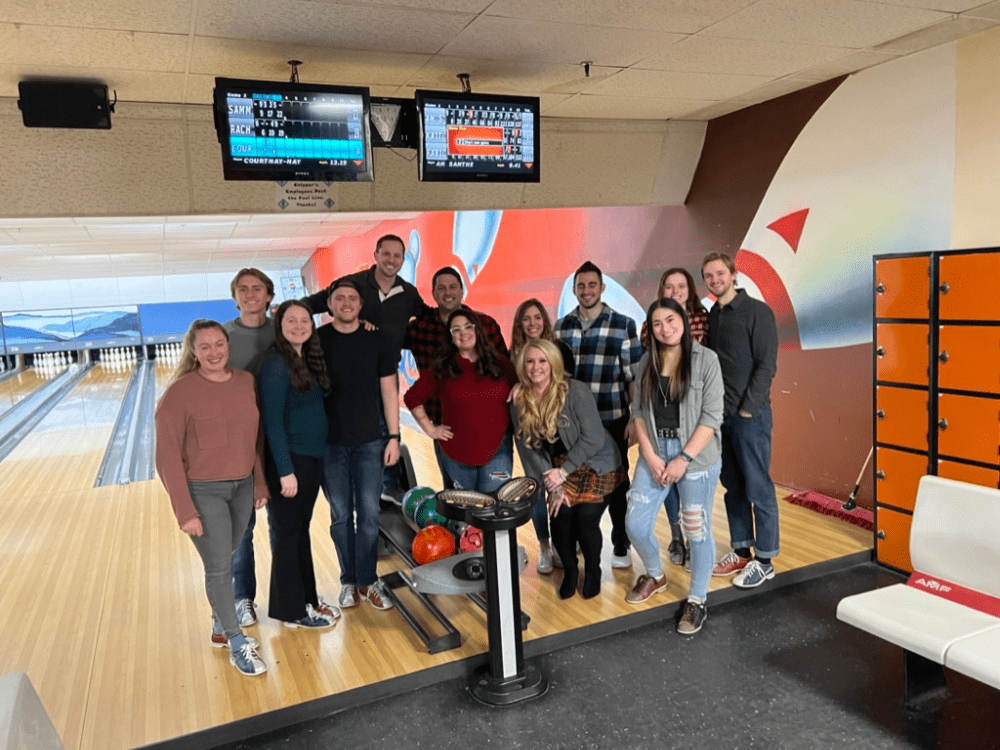 Team at the bowling game court Team at the bowling game court